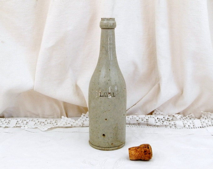 Large Antique French Salt Glazed Stoneware Bottle from the Town of Laval, French Country Decor, Farmhouse Decor, Brocante, Retro, Vintage