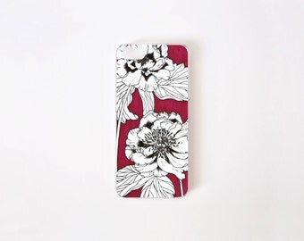 Funda Floral para iPhone 5 - Funda para iPhone 5/5s/SE - Carcasa con Peonías en Burdeo para iPhone - Accesorios para iPhone