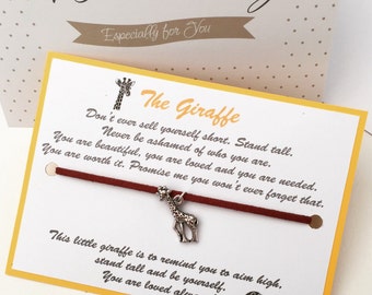 The Giraffe Greetings Card and Charm Bracelet Meaning Quote Yellow Brown Silver Friendship Callow Designs Stand Tall You Are Loved