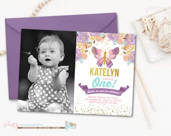 Watercolor Butterfly Birthday Invitation, Butterfly Birthday Invitation, Butterfly Invitation, Garden Party Birthday Invitation, Watercolor