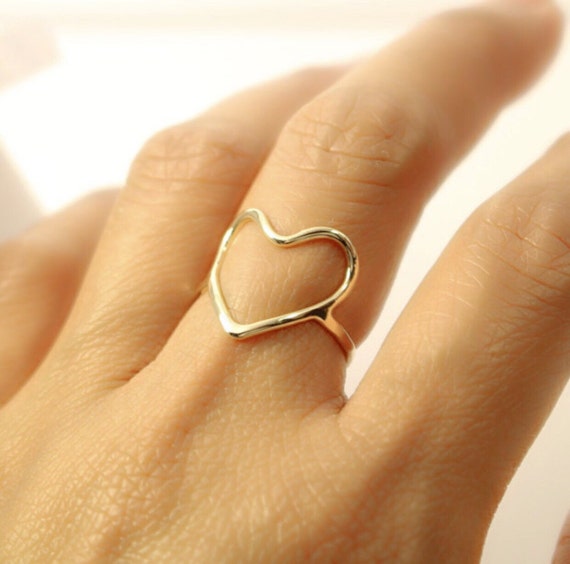 14k gold heart ring 14k heart ring Solid gold heart ring