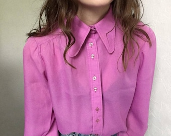 Bright Pink 70s Blouse