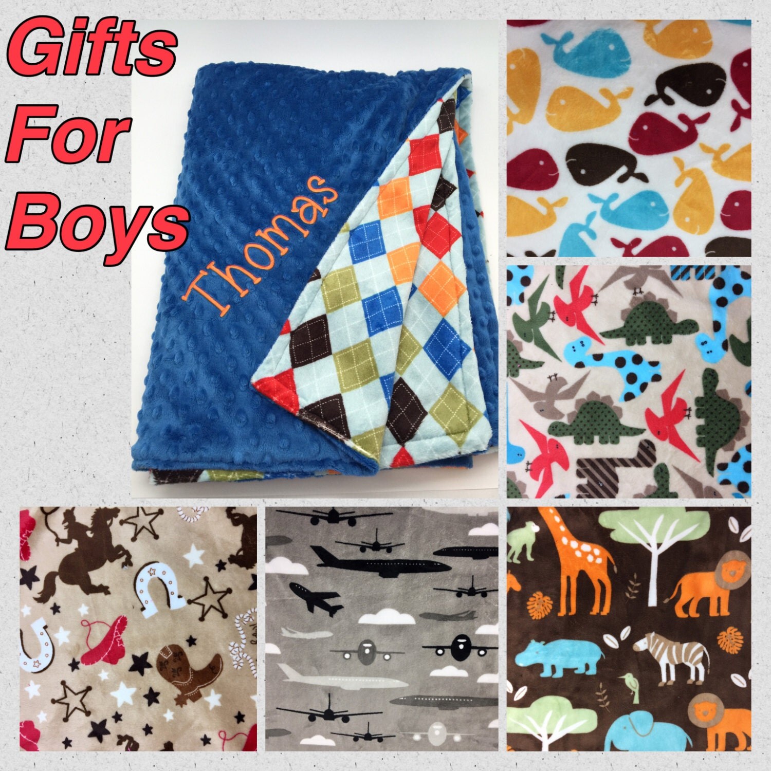 SALE Personalized baby boy blanket monogrammed gift for boys