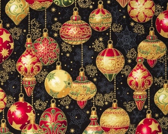 Christmas holiday ornaments fabric - Christmas fabric - Robert Kaufman Holiday Flourish 9 #16240
