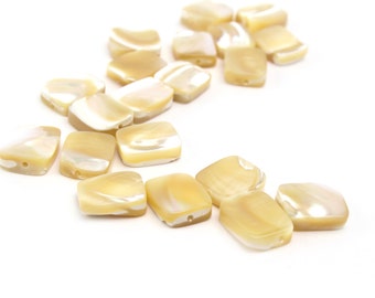 Mother of Pearl Rectangles Dulce de Leche Color Creme Caramel 8x10mm 6pcs