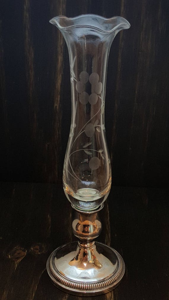Vintage Sterling Silver Etched Fluted Bud Vase by Fisher