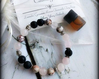 Lava Essential Oil Bracelet | Lava Diffuser Bracelet | Aromatherapy Bracelet | 1ml Essential Oil Blend | Organza Gift Bag