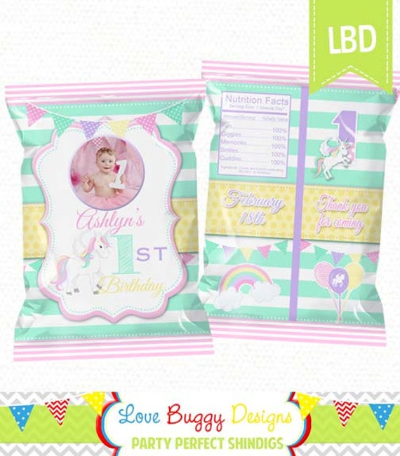 unicorn chip bag printable candy bag chip bag party bags