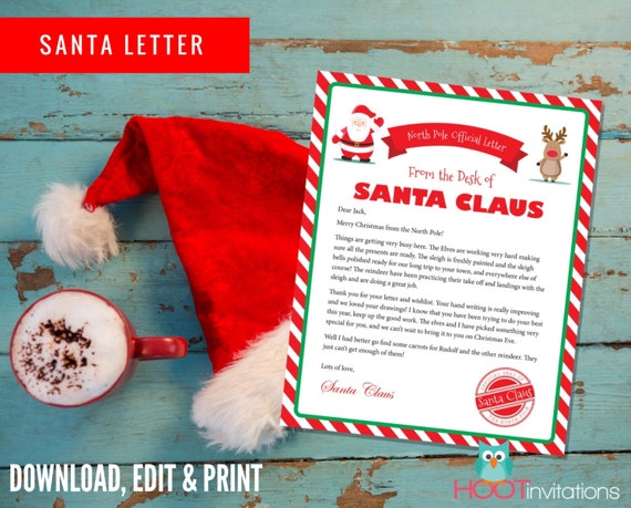 Letter from Santa Christmas Letter Santa Letter Gift idea