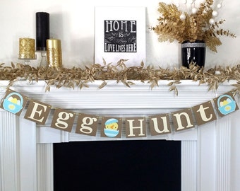 Happy Easter Decoration / Happy Easter Banner / Easter Egg Hunt / Rustic / Easter Garland / Easter Chick / Easter Basket / Easter Photo Prop