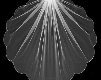 Crystal and Rhinestone Beaded Edge Scallop Fingertip or Cathedral Length Wedding Veil