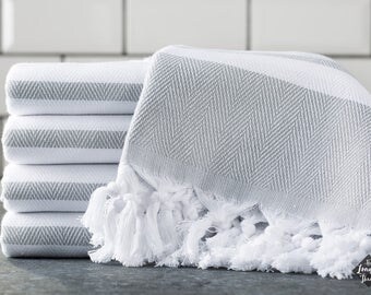 Spa Towel, Cotton Turkish Towel, Gray, Bath Towel, Sauna Towel, Beach Towel, Peshtemal
