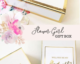 Flower Girl Proposal Box Flower Girl Basket Will You Be My Flower Girl Gift Ideas Flower Girl Gift Set Box (EB3171BPW) EMPTY inside