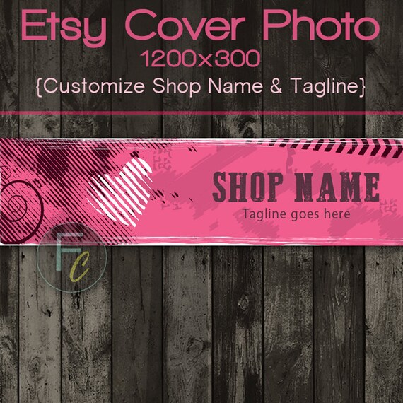 Etsy Shop Cover Photo 1200x300 Premade Abstract Heart