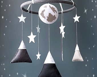 Mountains baby mobile Grey white crib mobile nursery decor Felt mobile Cot mobile Hanging crib mobile Boy mobile Girl mobile New baby gift