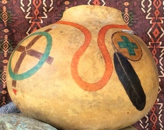 Red road decorative gourd, painted gourd, southwestern gourd
