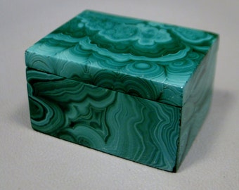 Malachite Small Jewelry or Blessing Box 1.5 inch Semi Precious Gemstone #E17