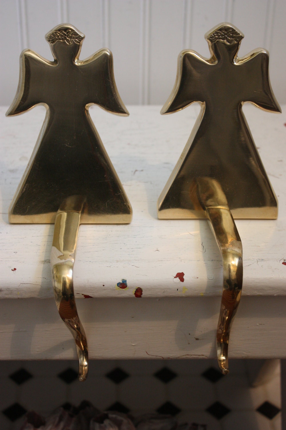 One Brass Angel Christmas Stocking Holder Mantle by TheScoutGirls