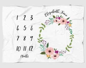 Milestone blanket, Monthly blanket, Personalized Baby Blanket, Baby blanket, name blanket, Custom Blanket, Watch me grow