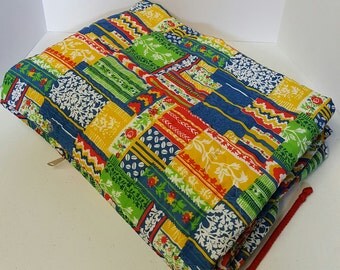Vintage Blanket-Sleeping Bag • 1970’s Patchwork Print Sleeping Bag • Snuggie Sleep Sac • Vintage Snug Sac •Kids blanket-Retro sleeping bag