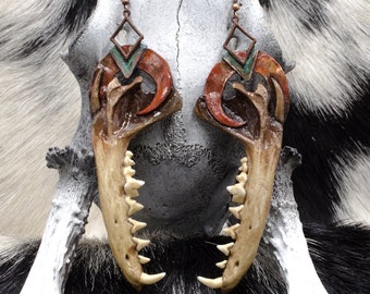Bone Jewelry - Taxidermy - Fox Jawbone - Bone Earrings - Unique Necklace - Animal Bone - Real Animal Bone