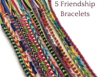 5 String Bracelets, Colourful Friendship Bracelets, Friendship Bracelet Set, Woven Bracelets, Thread Bracelets, Friendship String Bracelets
