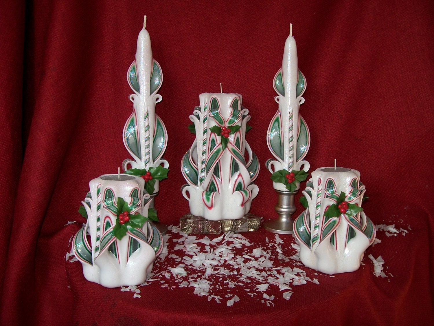 Carved Candles Christmas Hand Carved Candles by TheVineyardGifts2