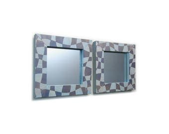 Two Small Mirrors, Two Mirrors, Mirror Set, Accent Mirrors, Decorative Mirrors, Framed Mirror, Mirror Frame, Pale Blue Mirror, Purple Mirror