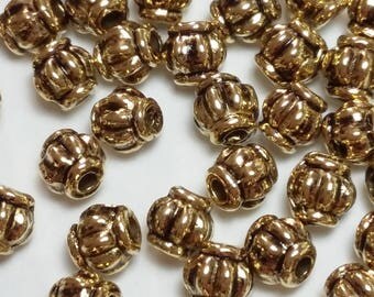 25pcs Antique Gold Lantern Beads - 4mm Beads - Gold Tone Findings - Metal Spacer Beads - Fluted Beads - Tribal Jewelry - B54258