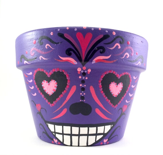 Day of the Dead Flower Pot Planter Sugar Skull Catrina garden hand