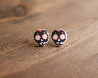 Skull Earrings, calavera, celebration of death, day of the dead, halloween, sugar skull