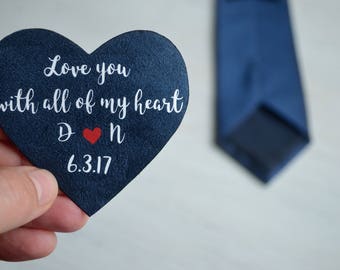 groom tie wedding gift husband anniversary mens gift to my groom gift from bride gifts idea for him groomsmen gift for boyfriend heart patch