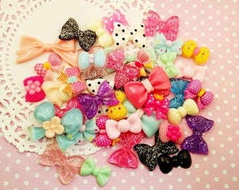 Bow Cabochon Assorted Mix Kawaii Scrapbook Decoden Flatback Lot Resin Clay Craft DIY