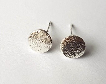 Circle Stud Earrings | Circle Studs | Circle Earrings | Silver Circle Studs |Minimalist Earrings | Geometric Earrings | Brushed Circle Studs