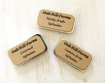 LIP BALM, bees wax, coconut oil, deep mosturizing, natural, metal tin