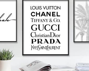 Chanel Louis Vuitton Poster Prada Print Fashion Wall Art Tiffany Art Chanel Logo YSL Sign Dior Fashion Art Poster Printable Wall Decor Art