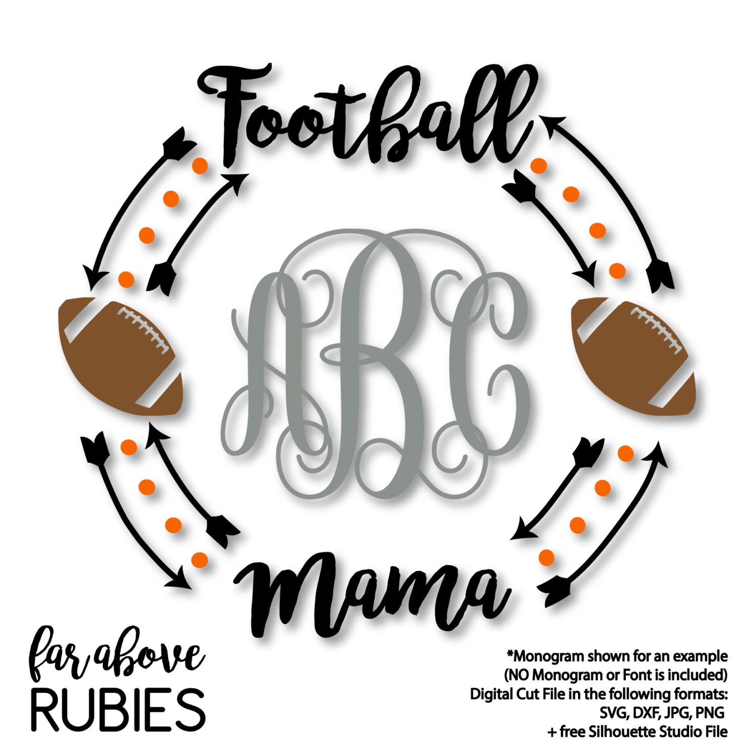 Download Football Mama Monogram Wreath with Arrows monogram NOT