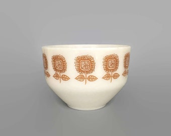 Vintage Federal Glass Gold Yellow Flower Bowl Mid Century Kitchen // Collectible Milk Glass // Retro Kitchen