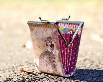Business card holder dyed linen fabric / Credit card case / Credit card organizer / Fold card case