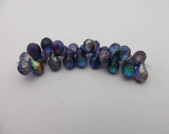 BACK in Stock !!! Stunning 6X9mm Magic Blueberry ETCHED Glass Drops Premium Czech Glass Beads ( 25 Beads ) Low Shipping!