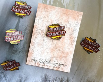 Mischief Managed - Hand Lettered Enamel Pin