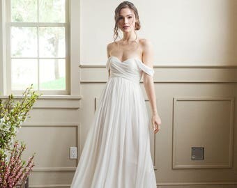 Off The Shoulder Bridesmaid Dress, Strapless Gown, For A Modern Wedding