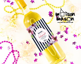 Will you be my Bridesmaid Wine Labels - Maid of Honor - Thank You Gift - Floral Labels Custom Wine Bottle Labels - Wedding Wine Labels