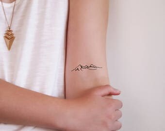 Set of two mountain temporary tattoos / mountain tattoo / small temporary tattoo / festival tattoo / bohemian tattoo / travel tattoo