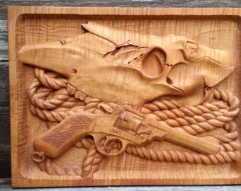 Wood Carving, Wood Carving Art, Wood Wall Art, Wood Sculpture, Wood Home Decor, Western Art, Skull Carving, Skull Art, Skull Wall Art, Maple