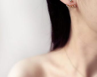 Ear Jacket minimal earrings - Ball-shaped ear jacket earrings - Minimal earrings - Minimal ear jacket - Minimal jewelry - Dainty ear jacket