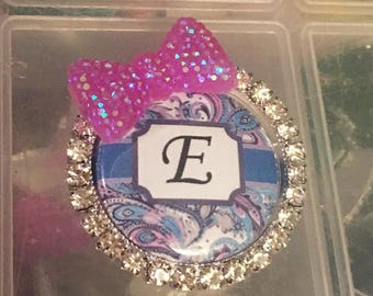 RN monogramed Badge Reel, nurse bow id clips holders, stethoscope name tag monogram initial, magnetic lanyard week nurses RT social worker