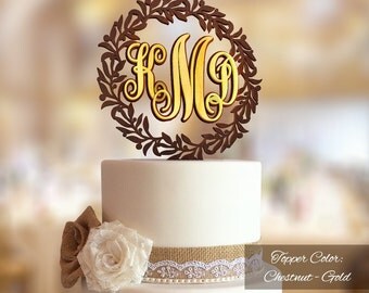 Monogram cake topper. Monogram cake topper wedding. Initial cake topper. Letter cake topper. Gold monogram cake topper. Rustic cake topper.
