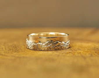 La Plata Mountains Silver Ring, Colorado Springs Ring, Mountain Ring, Wedding Band, Textured Landscape Ring, Nature Ring, Mountain Wedding