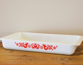 Rare Vintage Oblong Pyrex Baking Pan / Lasagna Dish - Friendship Pattern